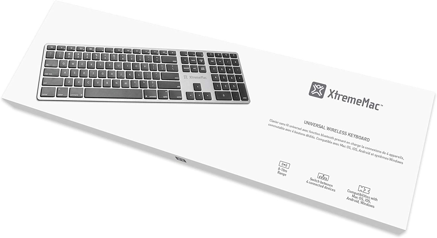 Clavier numérique sans fil, rechargeable 2.4g clavier numérique portable  ergonomique pour les systèmes Mac Os (argent noir)