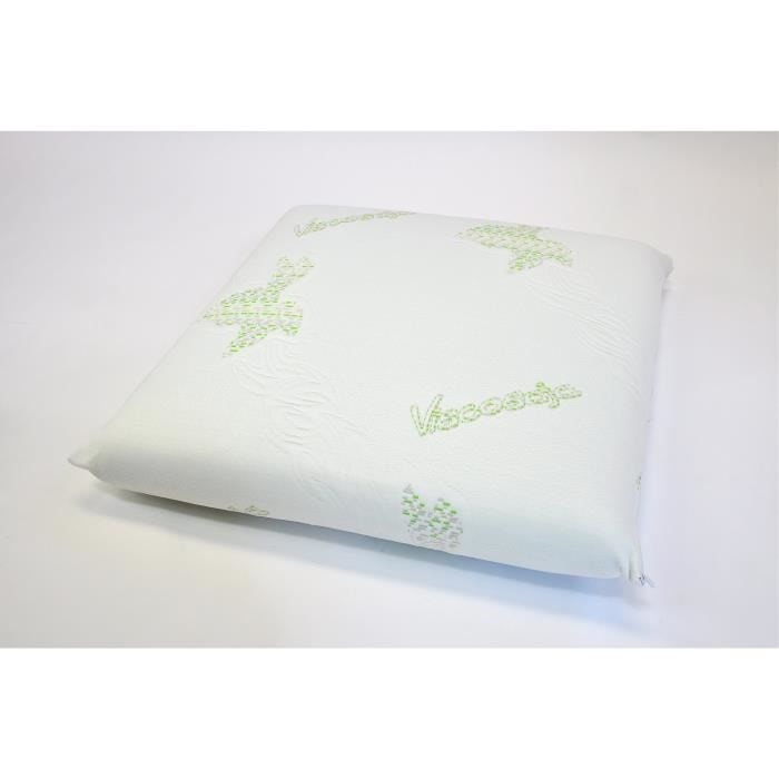 Lot de 2 oreillers mémoire de forme GREENBED. Taille : 60x60cm et 10cm