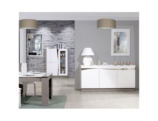 Salle A Manger Complete Taupe Blanc Brillant Chantale L 170