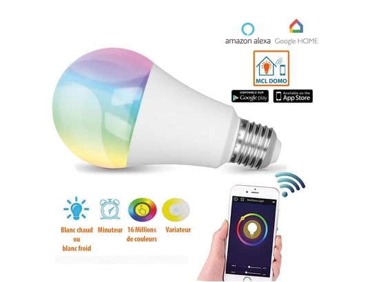 Ampoule Connectée Google Home Alexa Echo Wifi Led 7w Multicolore