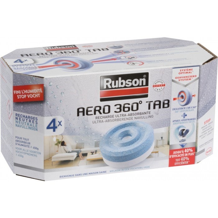 Recharges pour absorbeur d'humidité Aero 360 - boîte de 4 - Rubson