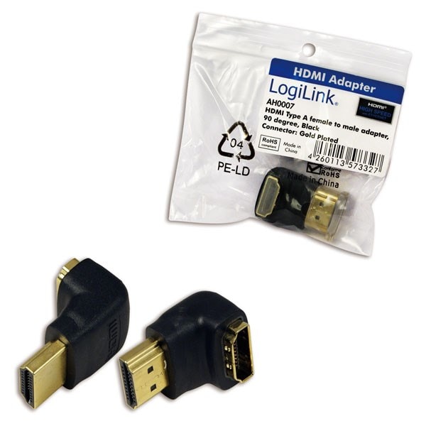 LogiLink AH0007 Adaptateur HDMI 19-pin Mâle/Femelle Noir 