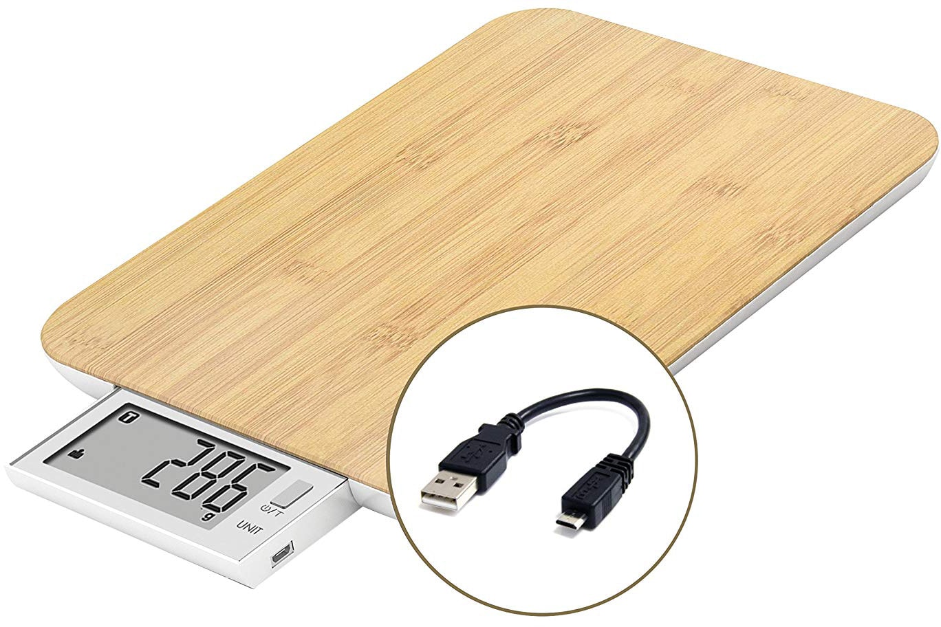 LITTLE BALANCE 8231 Slide 10 USB Bambou, Balance de cuisine sans pile,  Rechargeable USB, 10 kg / 1 g, Ecran rétractable, Bambou - La Poste