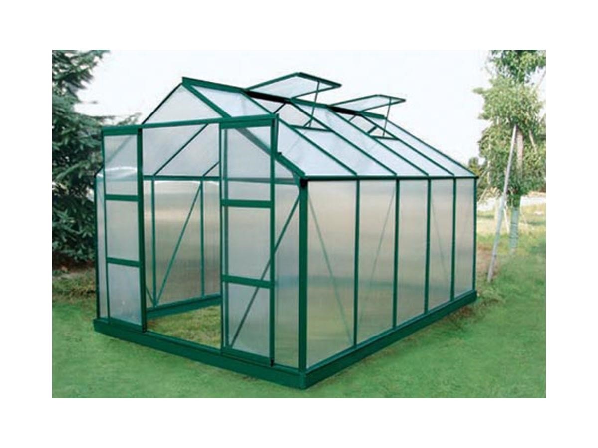 Serre de Jardin en polycarbonate de 9 m² avec embase - Vert - COROLLE II