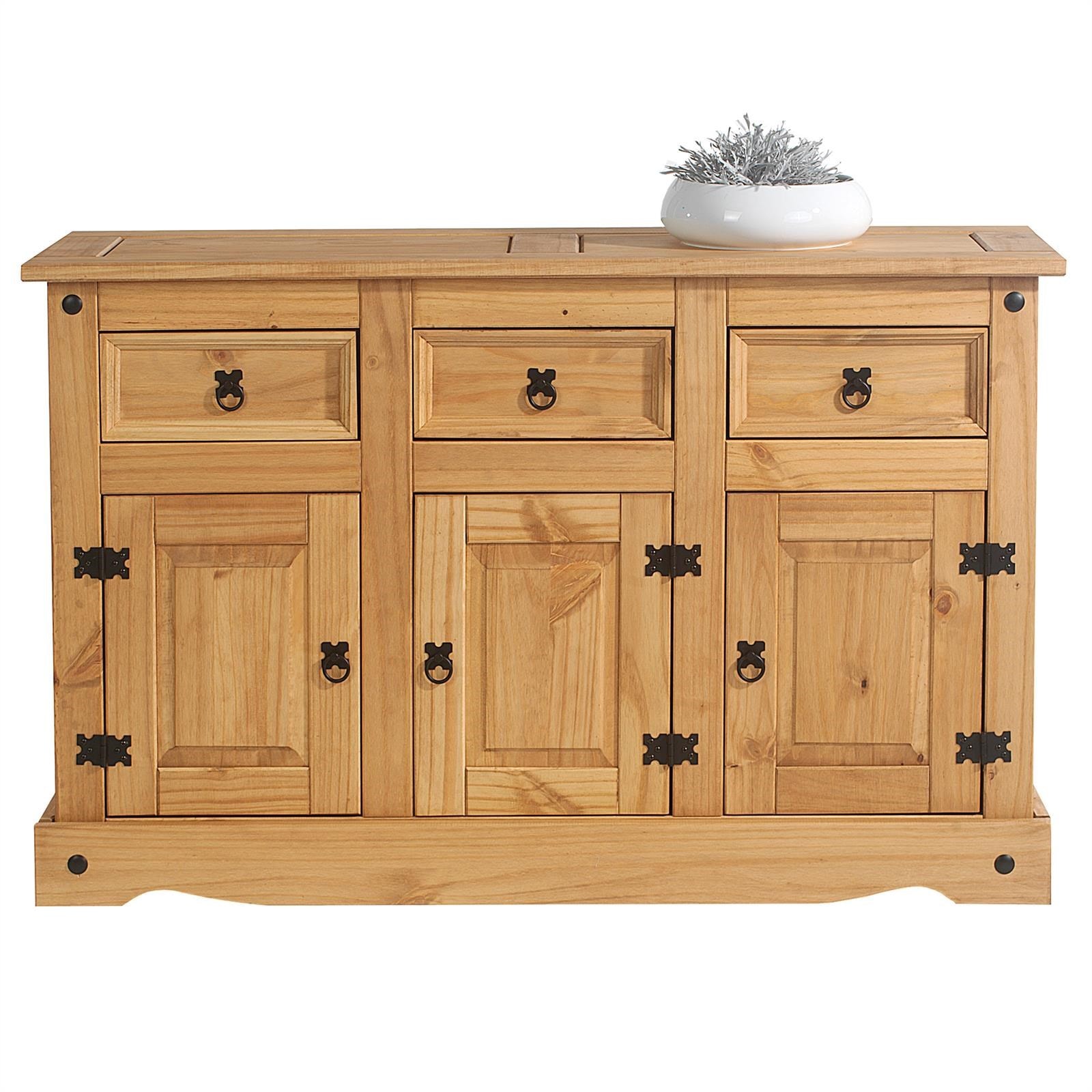 Buffet salsa commode bahut vaisselier en bois style mexicain avec 3