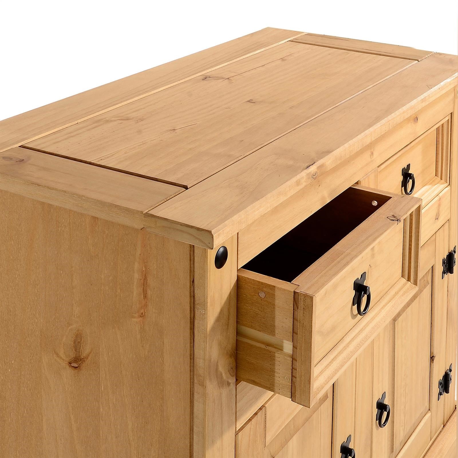 Buffet salsa commode bahut vaisselier en bois style mexicain avec 2
