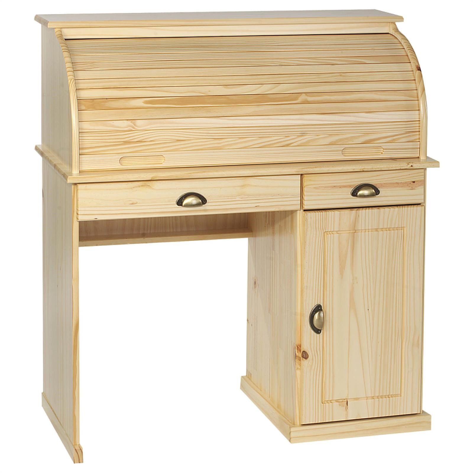 Bureau secrétaire DALLAS avec volet roulant rangement 3 tiroirs et