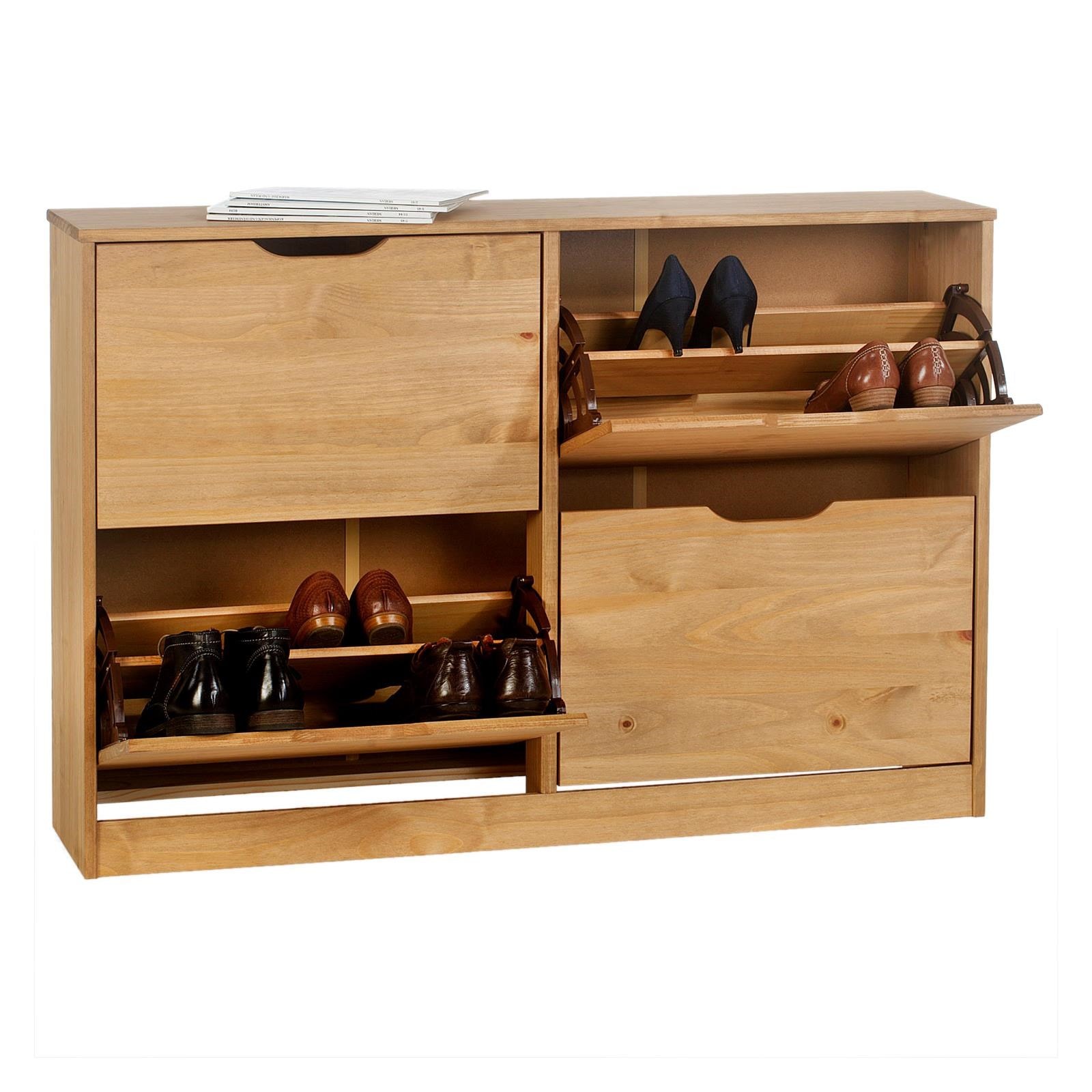 Meuble à chaussures BASIL armoire avec 2 x 2 abattants rangement pour