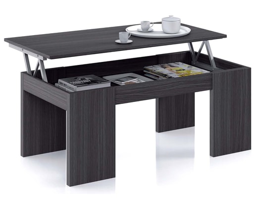 Dim PEGANE Table Basse Coloris Blanc Brillant /à LED en m/élamine 120 x 60 x 40 cm