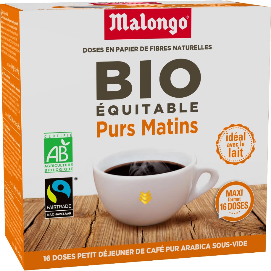 Café MALONGO Café Pur Matin Bio - 16 dosettes Pas Cher 