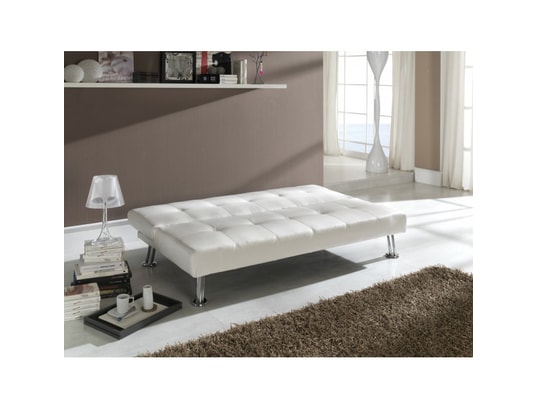 Canape Convertible 3 Places En Simili Cuir Blanc Barca Ma Maison