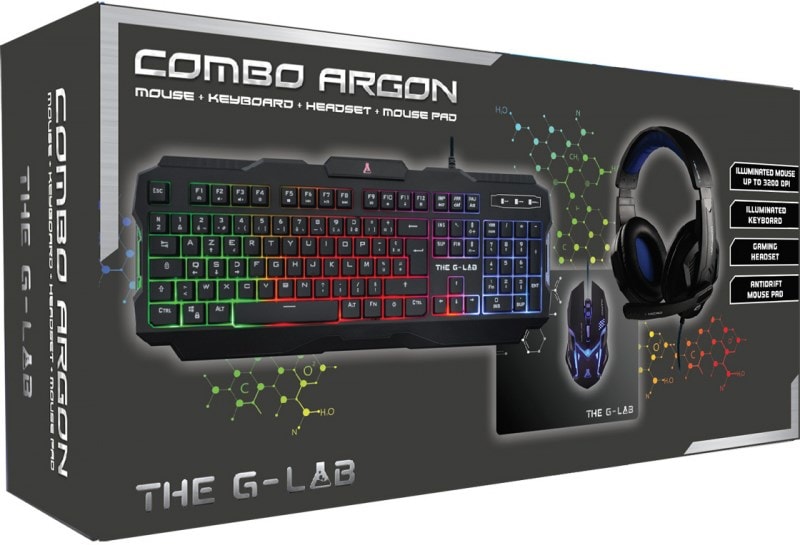 Pack gaming G-LAB ARGON - clavier gamer filaire + souris + casque