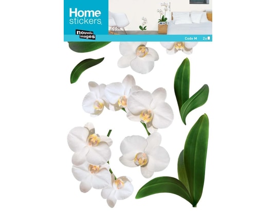 Sticker mural fleurs blanches
