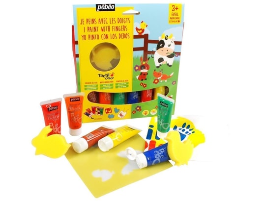 Coffret gouache enfants avec pochoirs en mousse