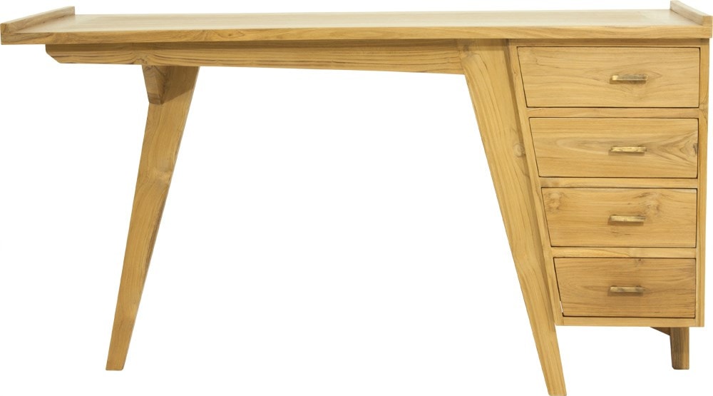 Bureau en bois de teck 4 tiroirs