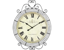 PEGANE Horloge m/étal Gousset Noir Grande Taille L60 x P10 x h84 cm Diam/ètre 74 cm