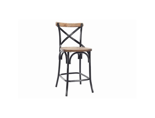 Tabouret De Bar Industriel En Bois Et Métal Vieilli Noir 65