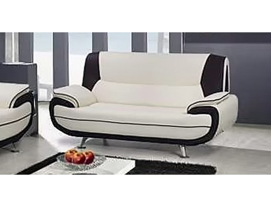 Muza Canape Design 2 Places En Simili Cuir Blanc Et Noir