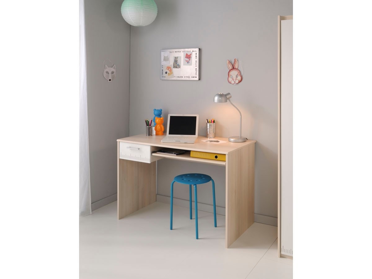 Bureau avec cinq tiroirs, couleur blanche, dimensions 109 x 75 x