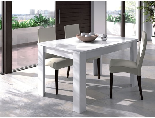 Table de repas extensible blanche, en bois couleur blanche