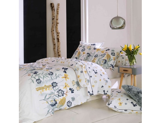 Housse de couette 260x240 cm percale 100% coton GABRIELLE gris jais