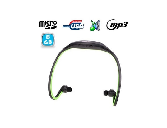 Casque MP3 sport sans fil lecteur audio running vert 8 Go