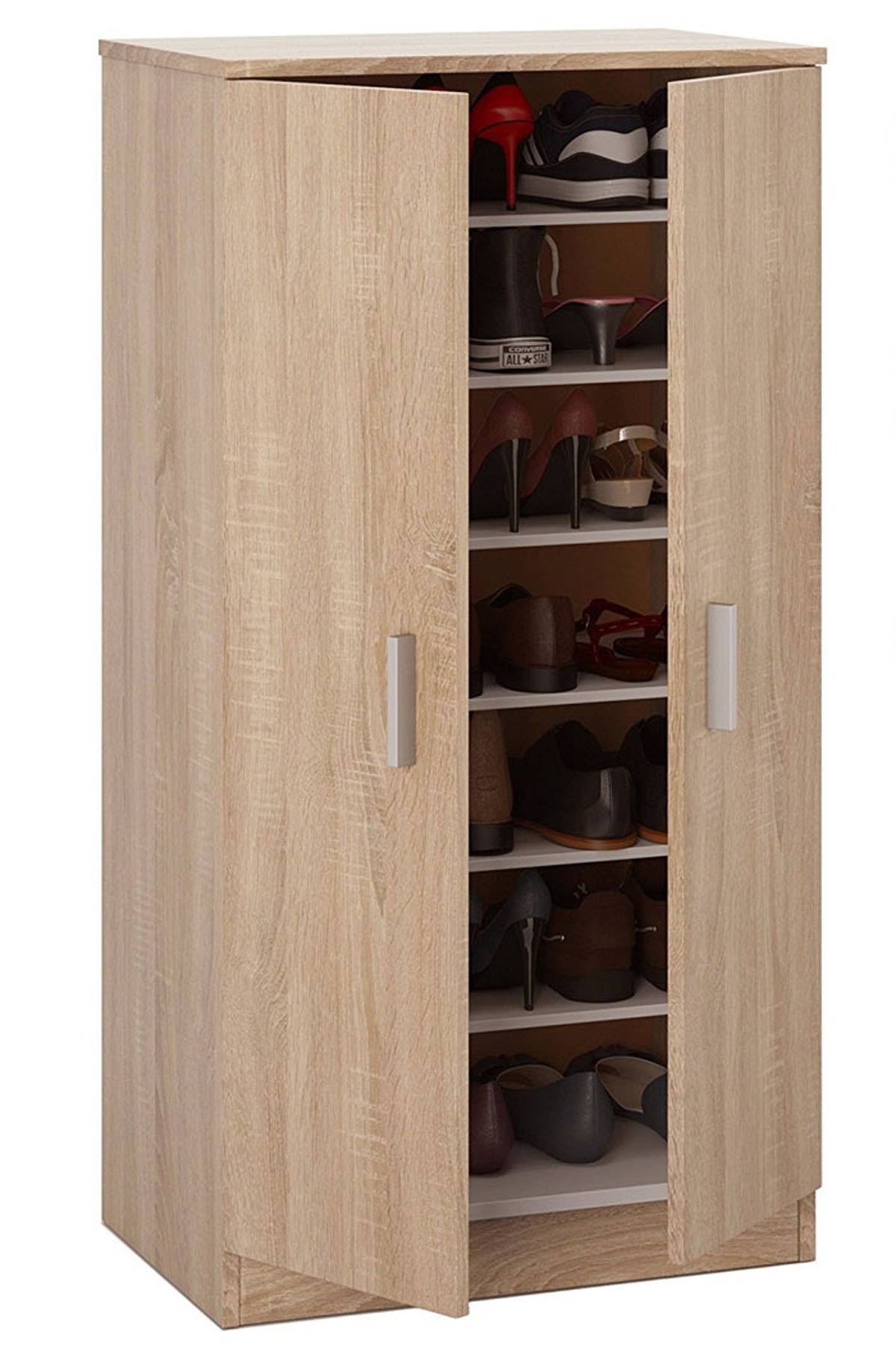 Armoire à chaussures en bois coloris chêne canadien Dim L108 x P36 x H55 cm PEGANE PEGANE