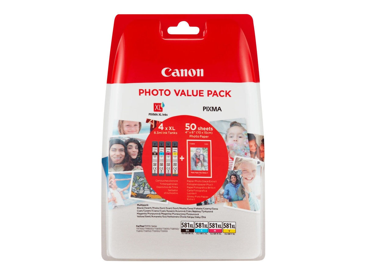 Pack cartouches d'encre CANON CLI-581XL Photo Value Pack C/M/Y/BK
