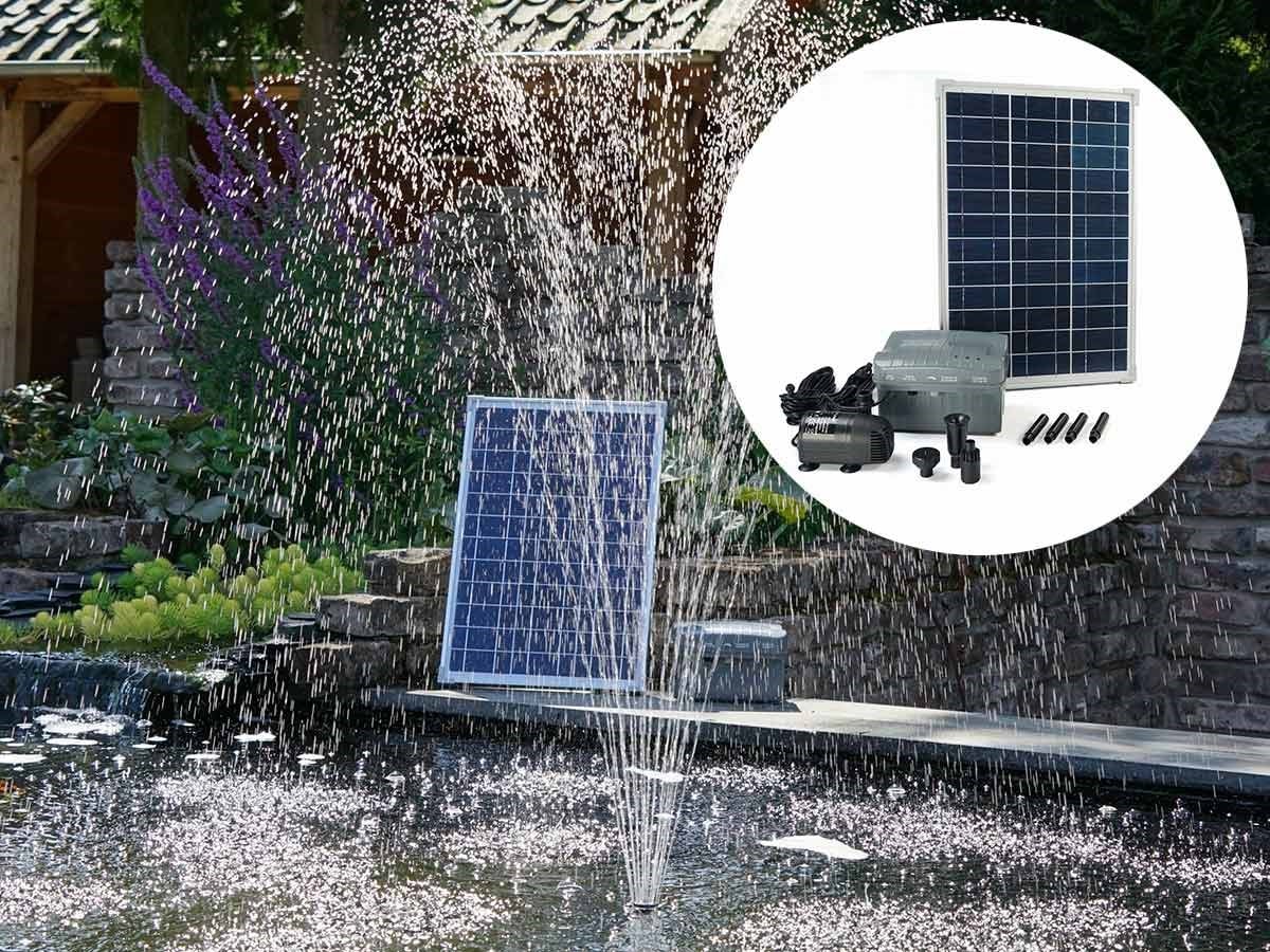 Pompe pour fontaine et jeux d'eau avec batterie solaire Solarmax
