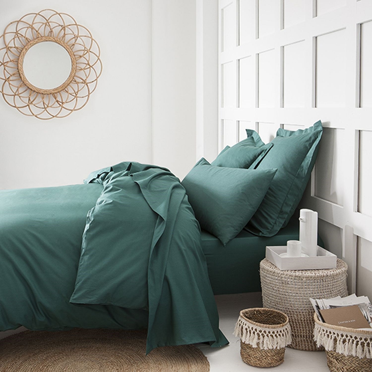 Drap-Housse 100% Coton 57 Fils - Vert Tilleul - 90x190 Cm - Bonnet 30 Cm - OEKO-TEX