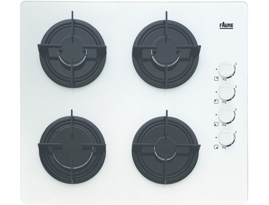 Table de cuisson plaque à gaz encastrable 60cm inox 4 Feux avec bandeau  latéral grilles en fonte