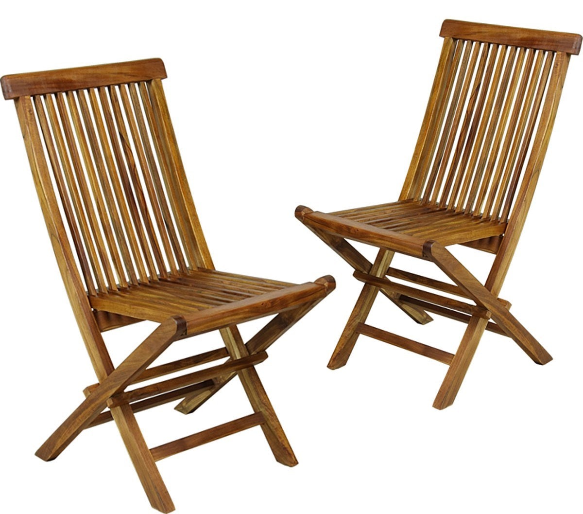 Lot de 2 chaises de jardin en teck huilé , chaises pliantes WOODEN