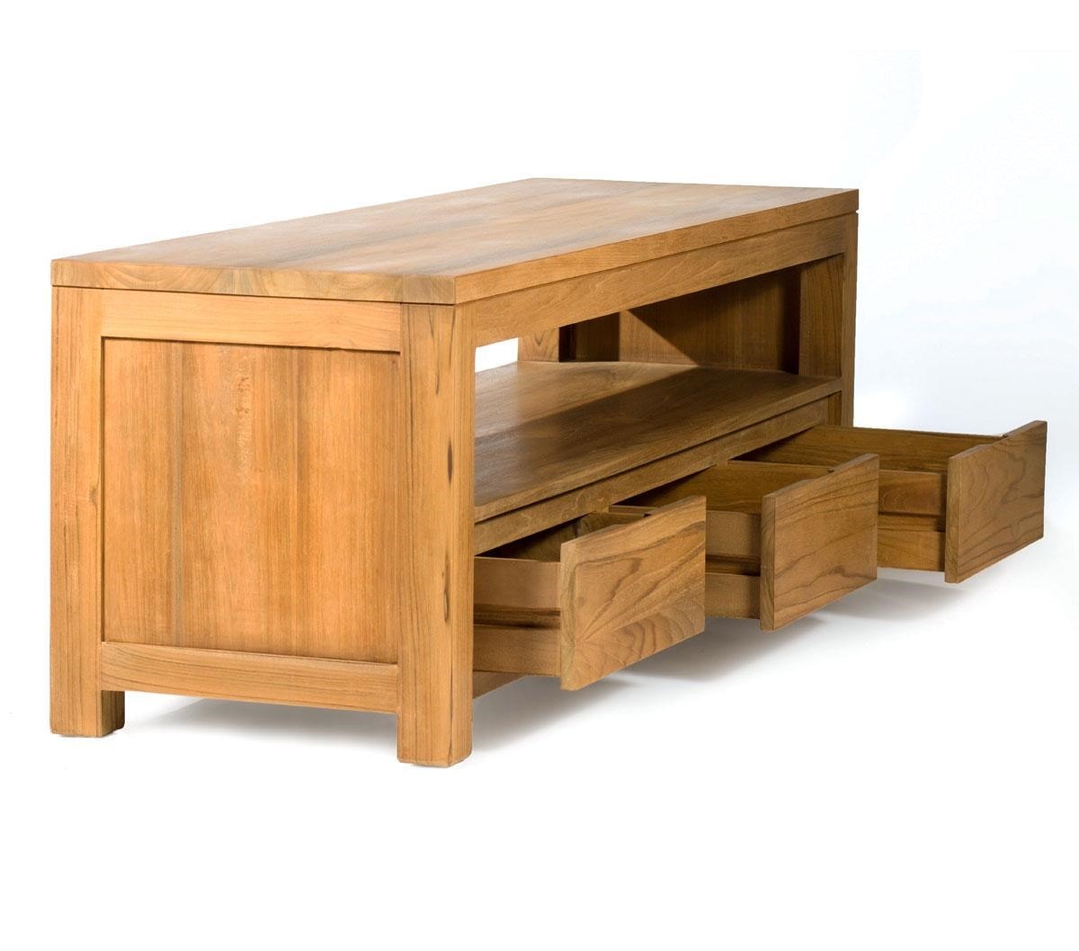 meuble TV en teck massif 145 cm x 45 x 50 cm WOODENSTOCK 587