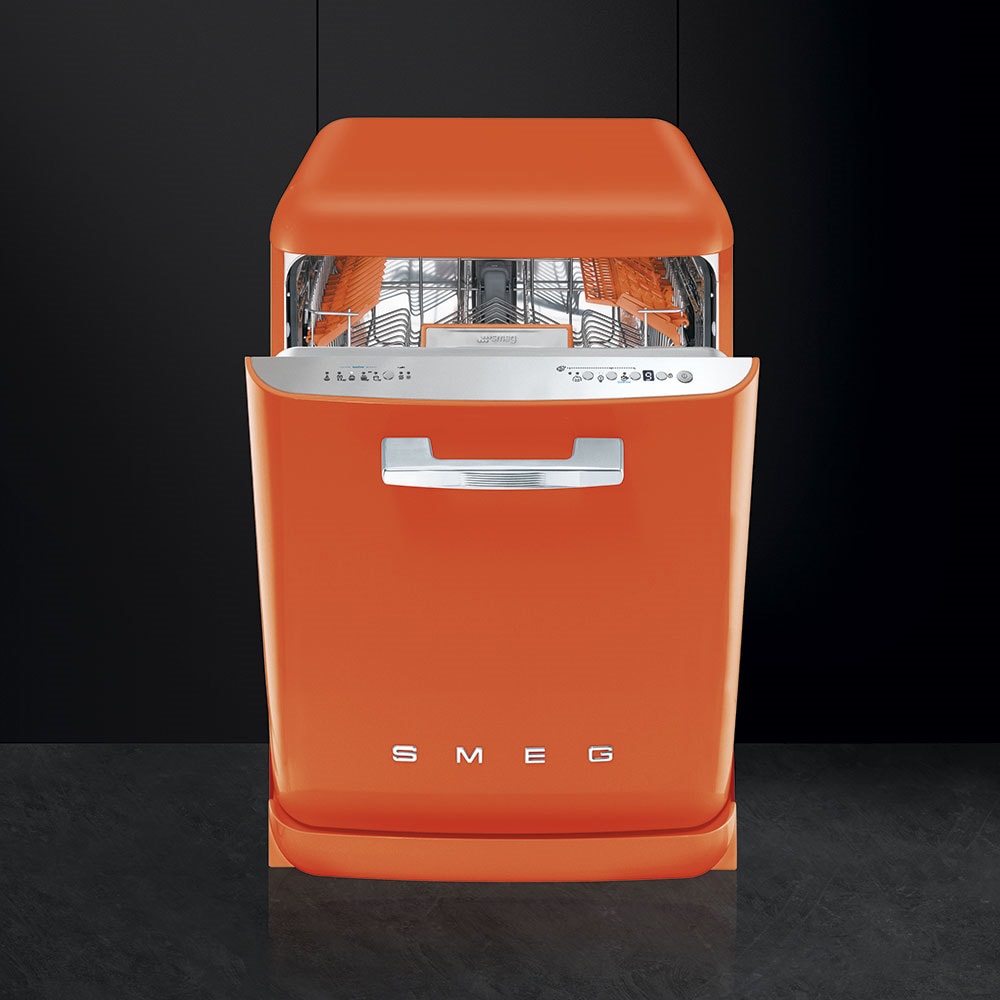 LAVE-VAISSELLE POSE LIBRE ORANGE SMEG LVFABOR 60 CM ESTHÉTIQUE ANNÉ