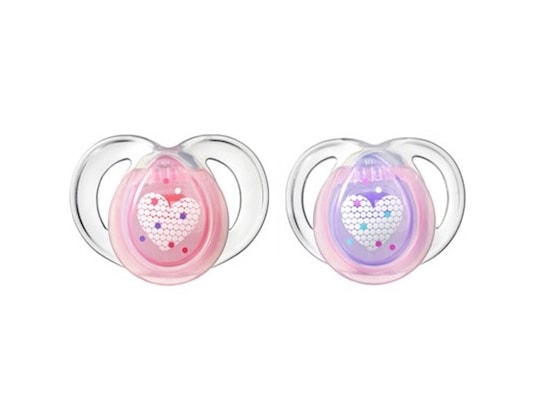 Lot de 2 sucettes silicone nuit 6-18 mois fille TOMMEE TIPPEE