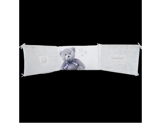 DOMIVA Tour de lit Leafy Bunny - Coton bio & Polyester recylclé - Adaptable  lit 60*120 ou 70*140 - Blanc/Jaune - 30 x 180 cm 