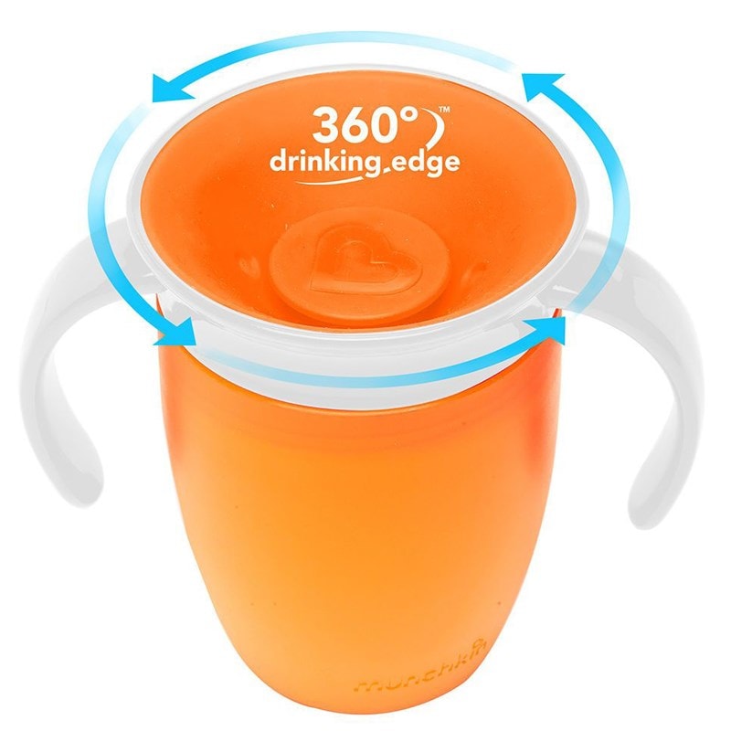 Munchkin Tasse d'apprentissage 360° Miracle orange MUNCHKIN tasse -360-avec-poignees-orange