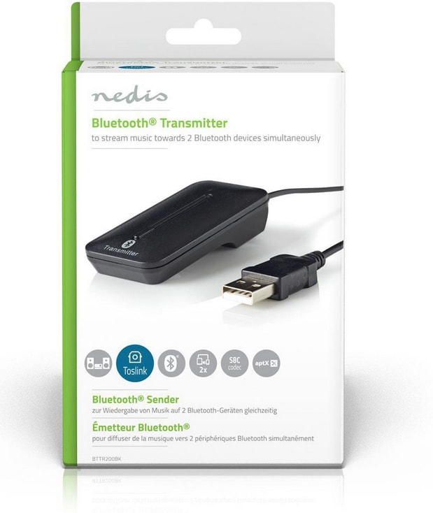 Adaptateur bluetooth NEDIS BTTR200BK - Emetteur Audio Sans fil Bluetooth  Pas Cher 