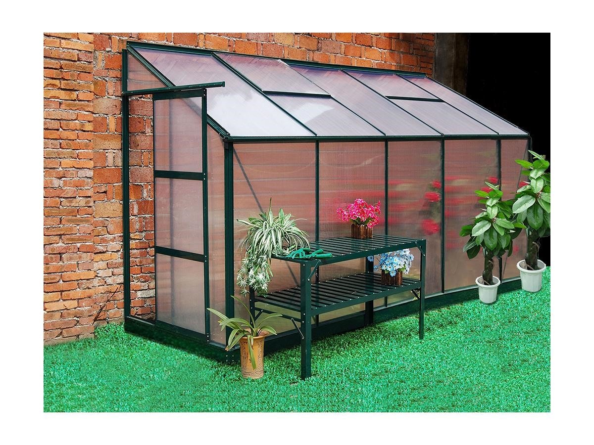 Serre de Jardin adossée en Polycarbonate de 3,7 m² avec embase - Vert -  Calice II : : Jardin