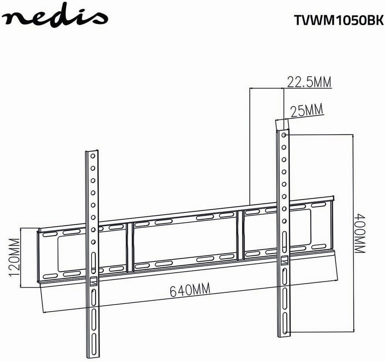 Support mural NEDIS TVWM1050BK - Fixe pour TV 37-70'' Max.35 kg
