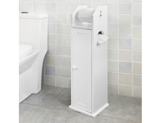 FRG135-W Support Papier Toilette Armoire Porte-papier Toilettes Porte Brosse  WC en Bois - Blanc SOBUY FRG135-W