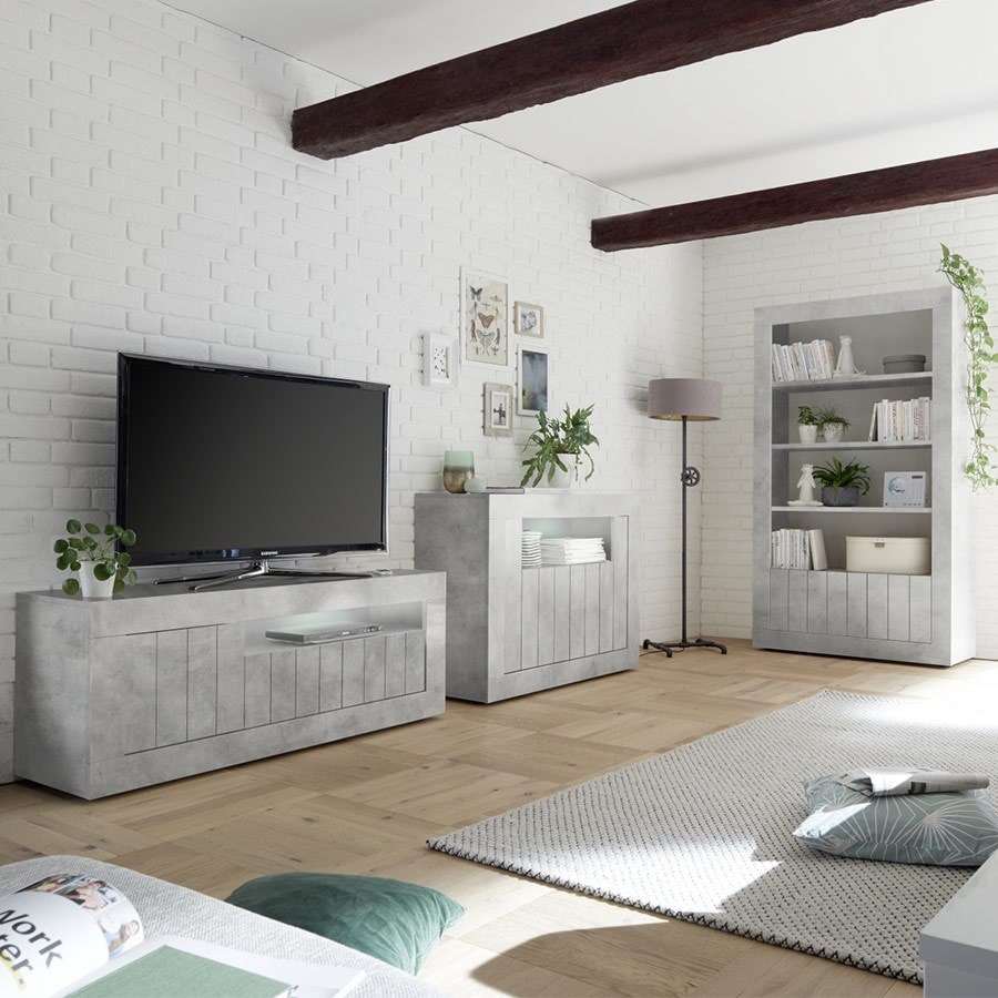 meuble tele gris beton