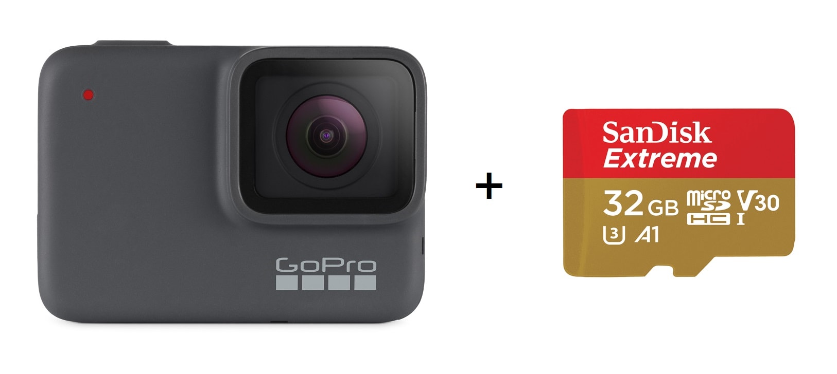 Caméra sport GOPRO Pack HERO 7 SILVER + Carte MicroSD SANDISK 32 Go Pas  Cher 