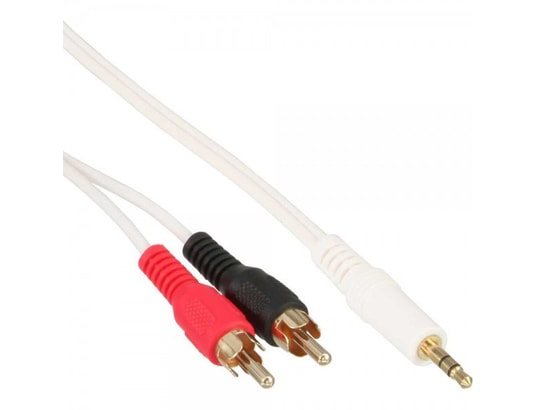 Câble audio InLine® 2x RCA mâle à 3.5mm mâle Stéréo blanc / or 2m INLINE  71108 Pas Cher 
