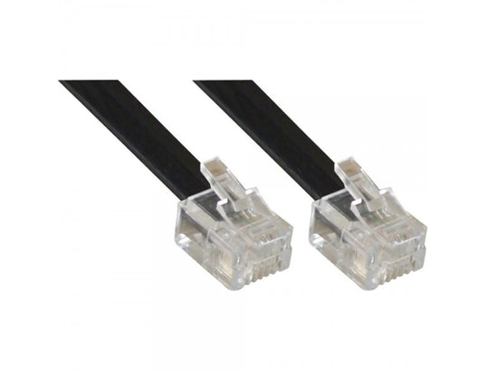 Câble Téléphonique RJ12 6/6 Mâle Vers Mâle 10m - Câble Plat 6 Fils Fiche Western Noir