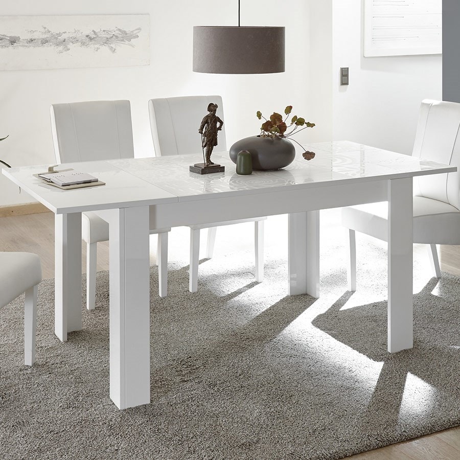 Table avec rallonge 140 cm blanc laqué design NERINA KASALINEA