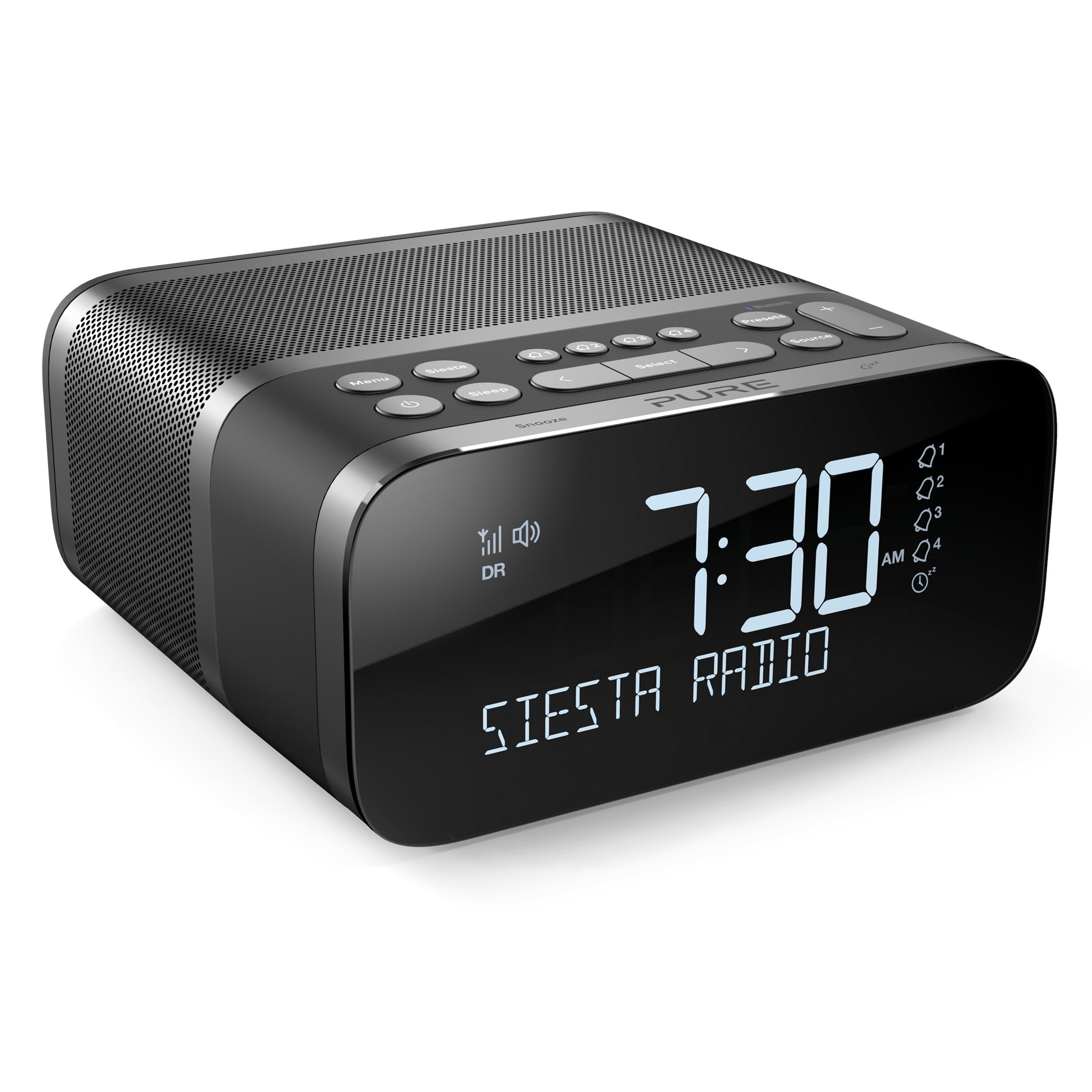 Radio-réveil double alarme graphite + usb + bluetooth - 149584