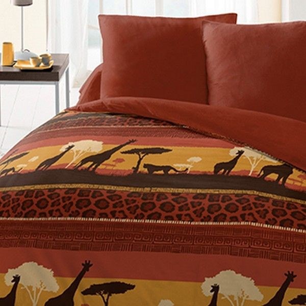 Parure De Lit 3 Pièces 220x240 Cm - Housse De Couette Microfibre Coton Réversible, Avec 2 Taies D'oreiller - Motif Faon Forêt, Fermeture éclair