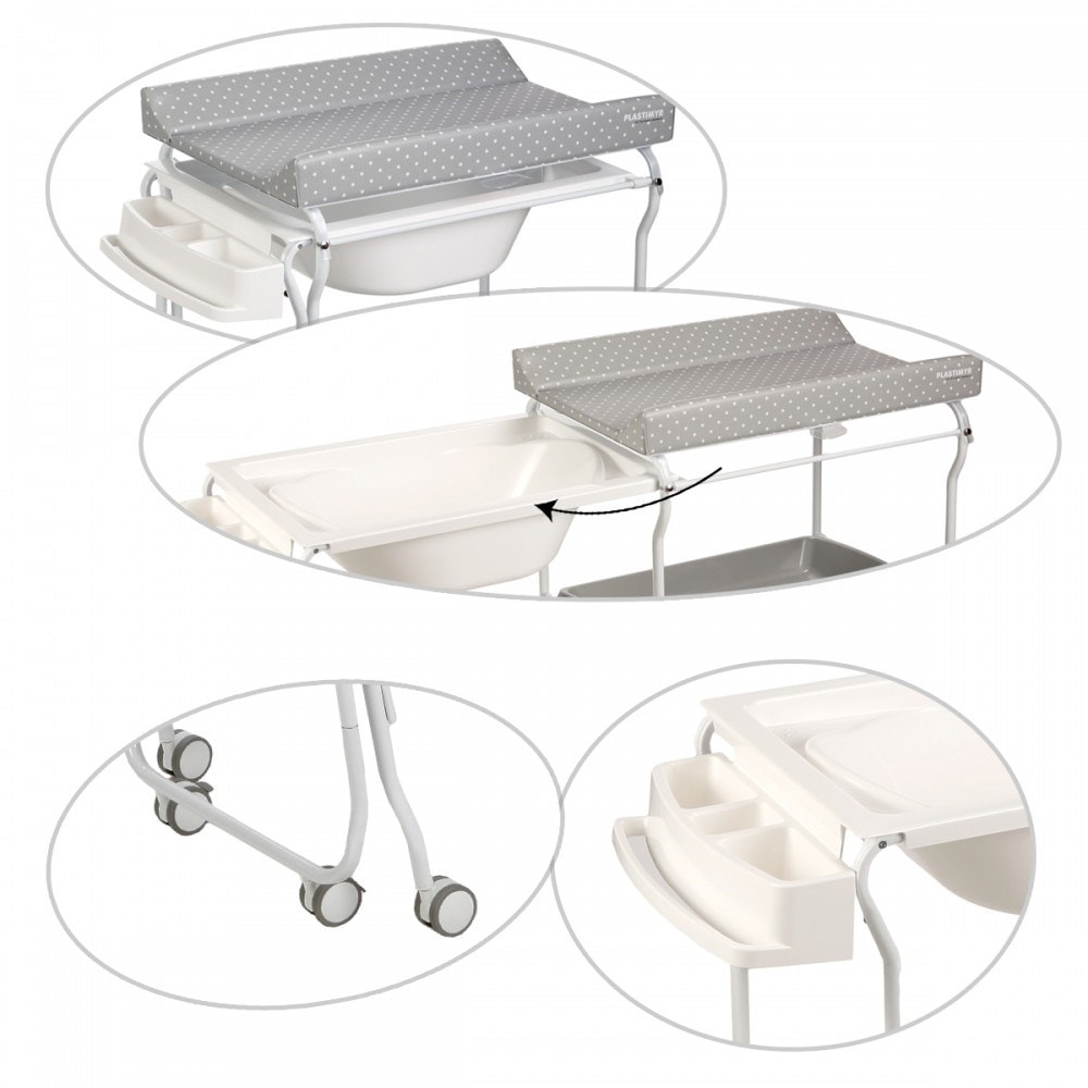 Baignoire Bébé Plastimyr MOB Avec Tiroirs Et Table à Langer - Commode Tout-en-un Blanche