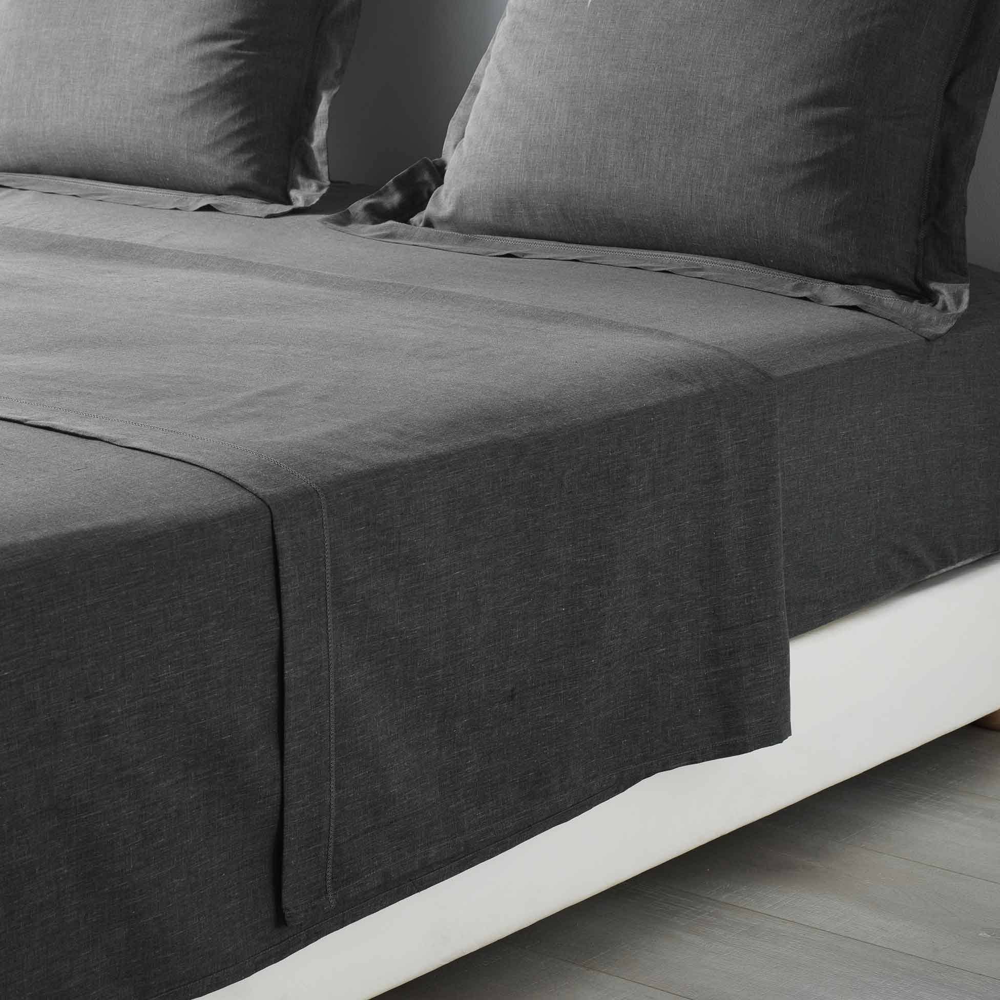 Drap Plat ''Actually'' 240x300cm Anthracite DOUCEUR D'INTERIEUR Pas Cher 